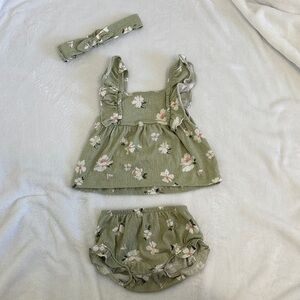 Carter's Green Floral Diaper Cover Set